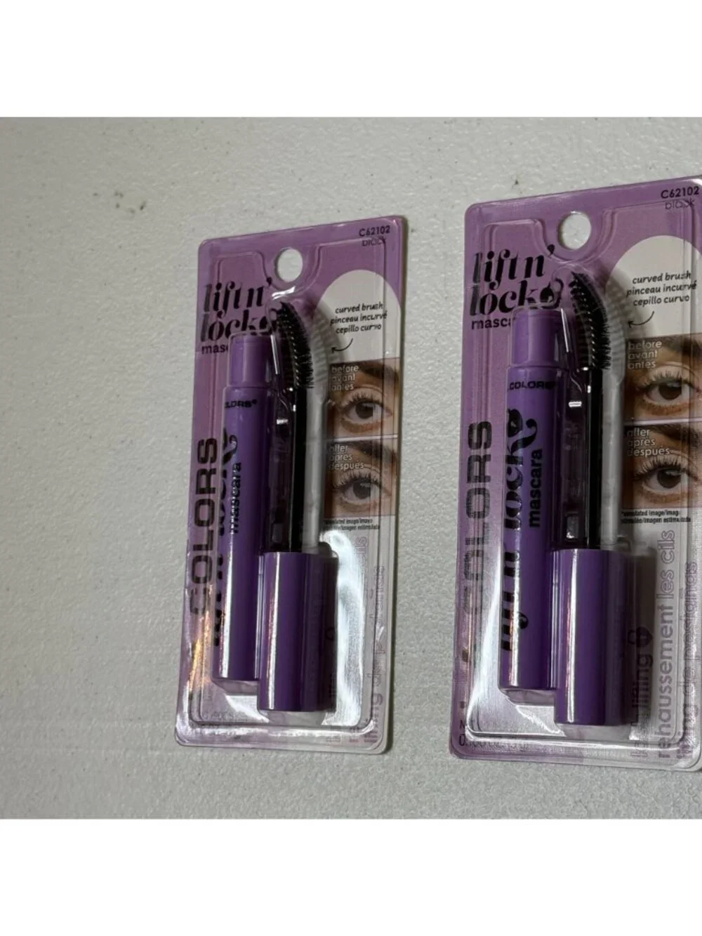 L.A. Colors Lift N Lock Black Mascara Curved Brush 2 Pack New